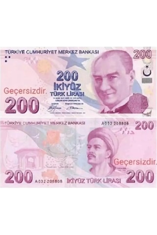 Geçersiz Düğün Sahte Şaka Oyun Parası 100 Adet 200 Tl