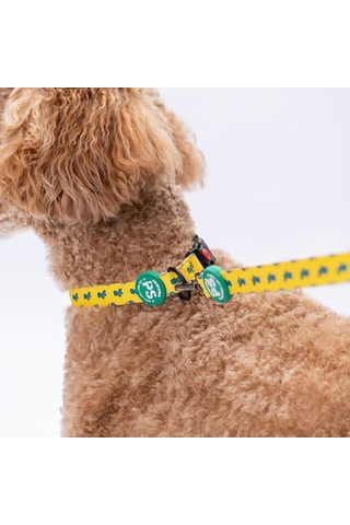 Cactus Kaktüs Desenli Köpek Boyun Tasması Ayarlanabilir Köpek Tasması M Size 32-48cm Boyun Aralığı Sarı