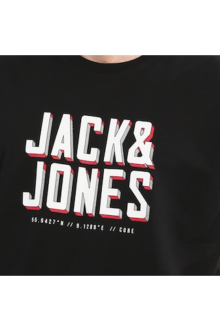 Jack & Jones Göğüs Logo Baskılı Tişört Grow 12249613 Siyah
