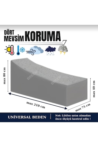 Gri Şezlong Koruma Örtüsü, Koruyucu Kılıf, Su Geçirmez, Güneşten Korur, Toz Ve Kir Önleyici Branda Gri