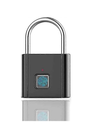 Createtech Çinko Alaşımlı Akıllı Parmak İzi Kilidi, Usb Şarjlı Metal Fp Kilidi Siyah