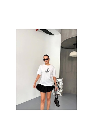 Butik İstanbul Kısa Kol Baskılı T-shirt - Beyaz
