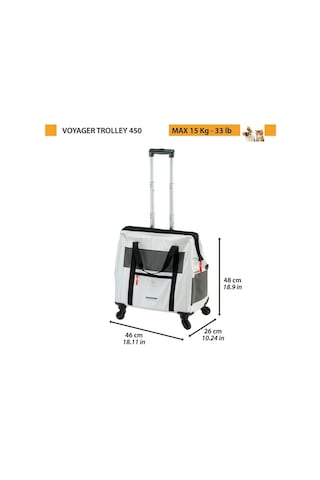 Ferplast Voyager 450 Eco Tekerlekli Evcil Hayvan Taşıma Çantası Beyaz 46x26x48cm
