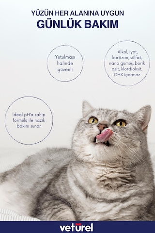 Kedi Yüz Temizleme Solüsyonu Kedi Aknesi Gözyaşı Lekesi Göz Damlası Akıntı Kaşıntı Bakımı 100ml