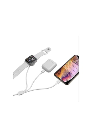 Vit 3 İ 1-kabel För İphone Airpods Apple Watch Laddare Usb Trådlös Laddningsstation