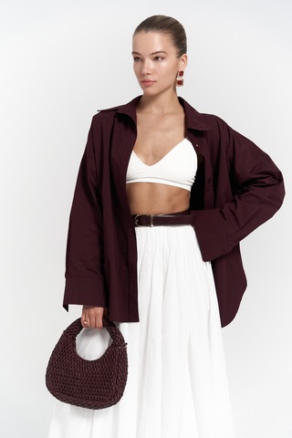 Phoebe Oversize Bordo Gömlek bordo