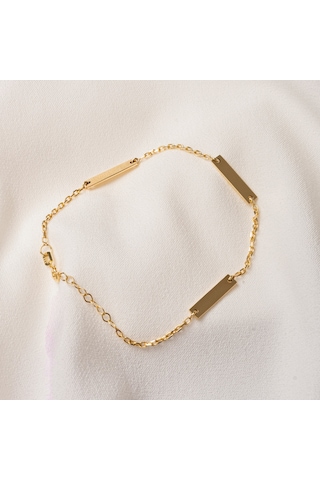 Gümüş Bileklik - Kişileştirelebilir Harf-isim Yazılabilir 3 Plaka 925 Ayar Gümüş Bileklik Gümüş