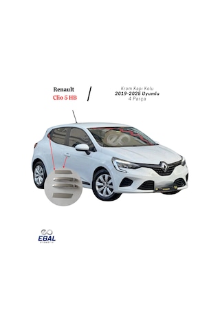 Renault Clio 5 Hb Krom Kapı Kolu 4 Kapı 2019 2024 Paslanmaz Çelik