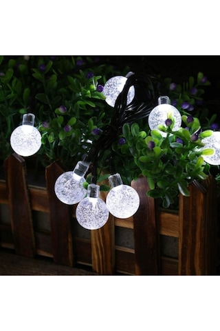 50 Led 7 Metre Beyaz Işık Güneş Enerjili Bahçe Teras Balkon Dekorasyon Ağaç Lambası Aydınlatması