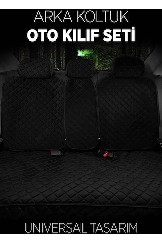 Tay Tüyü Terletmez Kumaş Oto Koltuk Kılıfı Arka Koltuk Seti - Siyah