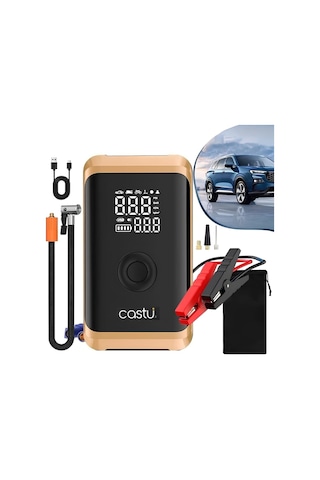 Cs71 Plus 12000mah Akü Takviye Cihazı 4 Ü 1 Arada Jump Starter Kompresör Powerbank 150 Psı