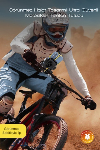 Halat Tasarımlı Ultra Güvenli 360 Ayarlanabilir Motosiklet Ve Bisiklet Telefon Tutucu Siyah