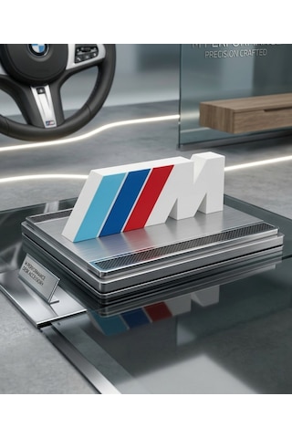M Logo Masa Lambası Beyaz - Mavi