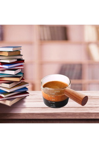 Suntek Espresso Bardağı Ölçüm Kabı Ahşap Saplı Ölçü Tek Çıkışlı