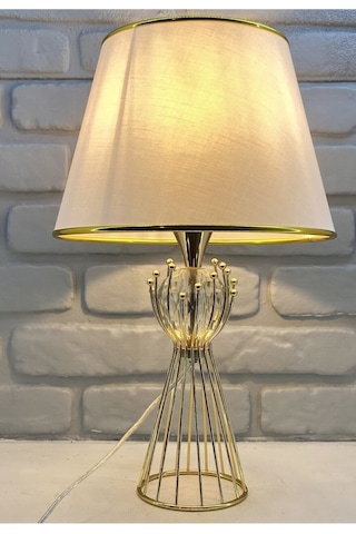 Gold Kaplama Tel Toplu Konik Taşlı Metal Ayaklı Kumaş Gold Şeritl Gold