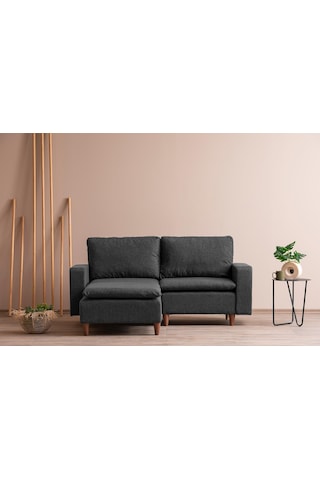 Lungo Modüler Mini Köşe Koltuk Takımı L Koltuk - Koyu Gri Keten Koyu Gri