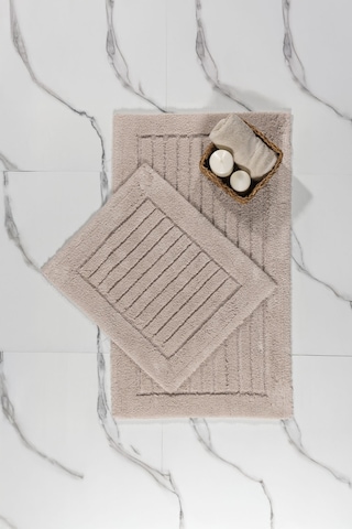 Elart Luin Banyo Halısı Paspas Takımı Pamuklu 2 Adet 60x100 Cm Bej Bej