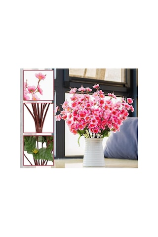 Yapay Çiçek Bahardalı Japon Kiraz Çiçeği 9 Dallı 35Cm Pembe 3 Dem