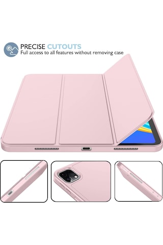 Apple Uyumlu iPad Pro 11 İnç M4 2024 Kılıf Pen Slot Charging Case Kalem Bölmeli A2836 A2837 A3006 Kapaklı Kılıf