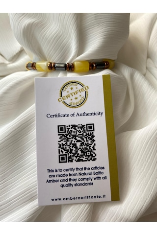 İlknur Doğal Taş Evi Kehribar Ve Hematit Bileklik Sarı - Siyah