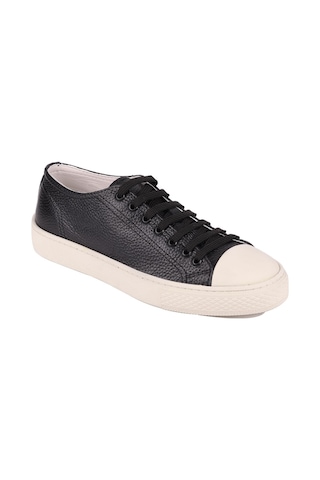 Shoetyle - Siyah Hakiki Deri Bağcıklı Erkek Sneaker 666-25-1251 Siyah