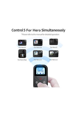 Akıllı Kablosuz Uzaktan Kumanda Gopro Max Mini Hero 12 Hero 11 Hero 10 Hero 9 Hero 8, Lcd Göstergesi Mıknatıs Şarj