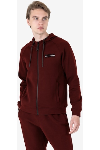 Lescon Bordo Erkek Fermuarlı Kapüşonlu Sweatshirt 23n-1121