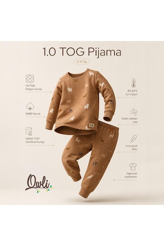 Owli Pijama Takımı 1.0 Tog Pawsy Kahve