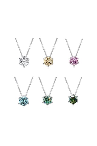 Yeşil Bagueringen 100% 925 Gümüş Kolye Kolye Yuvarlak 1.0ct D Renk Yeşil Mozanit Geçiş Elmas Testi Kadınlar Için Zarif Kolye