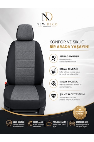 Mazda 323 Uyumlu Oto Koltuk Kılıfı Tam Set Airbag Uyumlu 4 Mevsim Cotfit Serisi