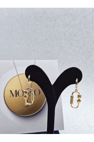 Xuping Zirkon Yıldız Kare Model Gold Renk Çelik Küpe Altın