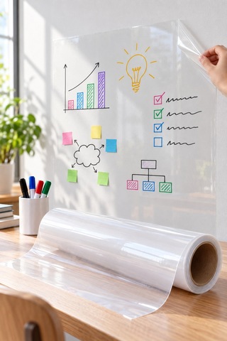 2 Adet Kendinden Yapışkanlı Şeffaf Tahta Filmi Pvc Silinebilir Yazı Tahtası Film, Duvar Etiketi, Self-adhesive Whiteboard Film Diğer