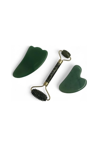 Yeşim Tırtıklı Roller Ve Yeşim Gua Sha Masaj Taşı Premium Set 24772428