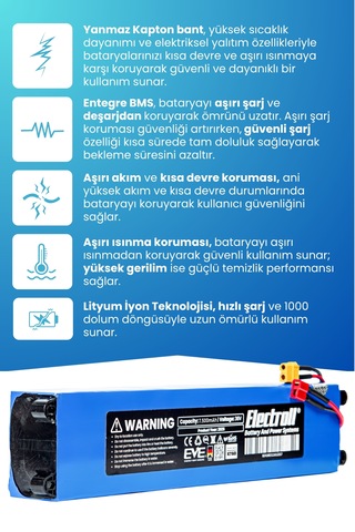 E-wheels E2s V2 Uyumlu Batarya Standart Kapasite 36v 7500mah Pil