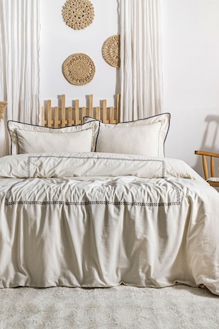 Elart Sahra Nevresim Takımı Çift Kişilik Lastikli Çarşaf %100 Pamuk Nakışlı 200x220 Cm Mavi Mavi