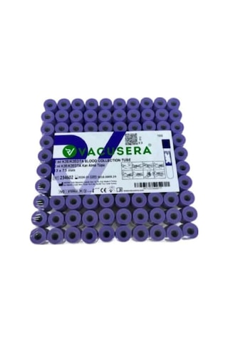 Vacusera Vakumlu K2 Edtalı Tüp 2 Ml Mor Kapak 100 Lü Paket