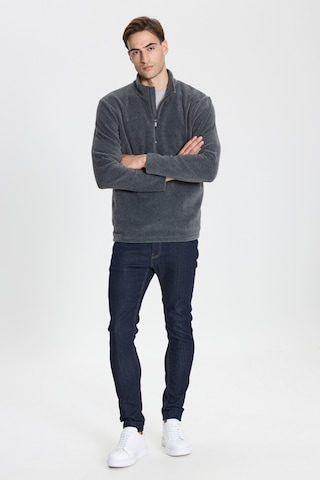 Anti-pilling Tüylenme Yapmayan Standart Fit Bato Yaka Soğuk Geçirmez Sweatshirt Polar Antrasit Melanj