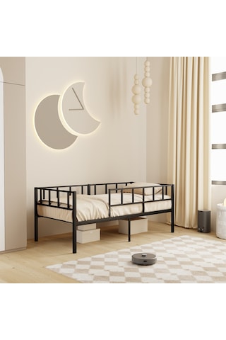 Zenit Metal Karyola Siyah, Korkuluklu Karyola, Daybed, Ölçü Seçe