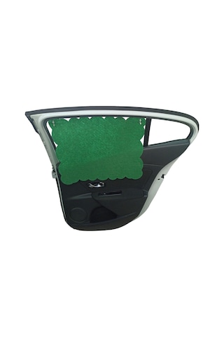 Oto Güneşlik Perdesi Yan Cam Araç Arka Koltuk Emzirme Örtüsü Yeşil Keçe Vantuzlu Tutucaklı 1 Adet