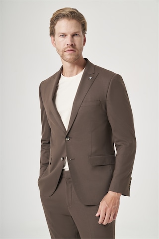 İmza Kahverengi Kırlangıç Yaka 6 Drop Slim Fit Tam Astar Esnek Takım Elbise 1001260148 Koyu Kahverengi