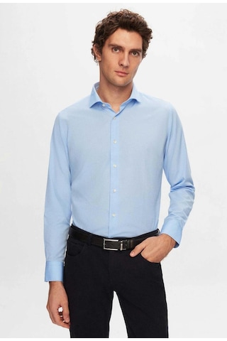 Dormen Classics Slim Fit Dar Kesim Klasik Yaka Cepsiz Erkek Gömlek Buz Mavi