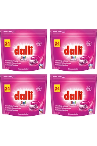Dalli Renkli Çamaşırlar İçin Kapsül Çamaşır Deterjanı 3'ü 1 Arada 96 Yıkama 1 Koli/4 Adet Set