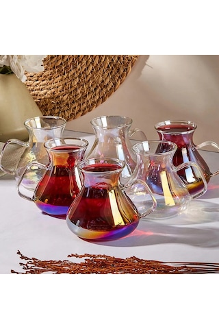 Perotti 16014 Ehl-i Keyf Luster 6'lı 200 Ml Çay Bardağı Seti Şeffaf