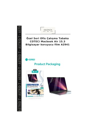 Özel Seri Ofis Çalışma Tabaka Coteci Apple MacBook Uyumlu Air 15.3 Bilgisayar Koruyucu Film A2941