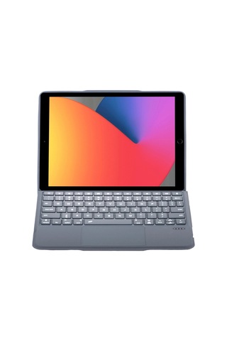 Apple, Uyumlu T5506d iPad 10.2 9.nesil Kılıf Palermo Ledli Klavyeli Standlı Tablet Kılıfı - Siyah Arka Kapak
