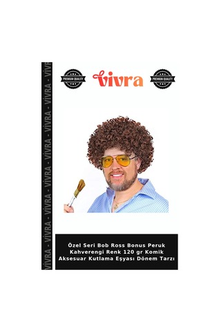 Özel Seri Bob Ross Bonus Peruk Kahverengi Renk 120 Gr Komik Aksesuar Kutlama Eşyası Dönem Tarzı