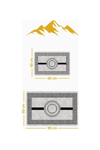 Yıkanabilir Kaymaz Tabanlı Modern Desenli 2'li Banyo Paspas Takımı Bps0008 Renkli