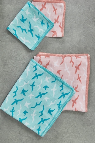 Ecocotton Turna Erkek Bebek Müslin Örtü Seti Turkuaz 100 X 100 Cm Turkuaz