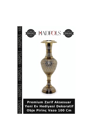 Premium Zarif Aksesuar Yeni Ev Hediyesi Dekoratif Obje Pirinç Vazo 100 Cm Bakır Pirinç