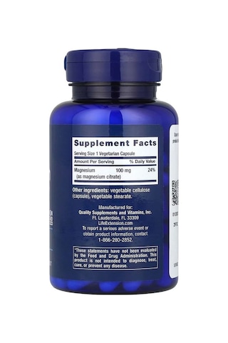 Life Extension Magnezyum Citrate 100 Mg 100 Vegetarian Kapsül